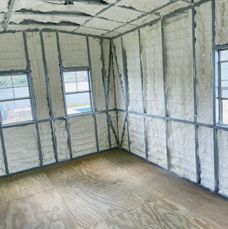 Closed-cell spray foam insulation applied to wall cavities in a residential project in Upper Providence